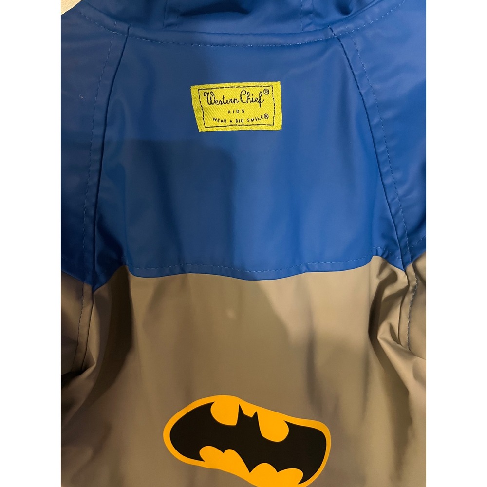 Western Chief Kids Batman Raincoat Blue Grey Hooded Fleece Lined Jacket 3T - Picture 6 of 6